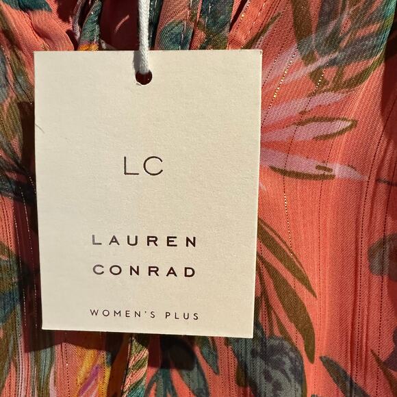Lauren Conrad NWT Size 2X Boho Tropical Flowy Dress Beachy Birds Parrots Cruise - Picture 8 of 10